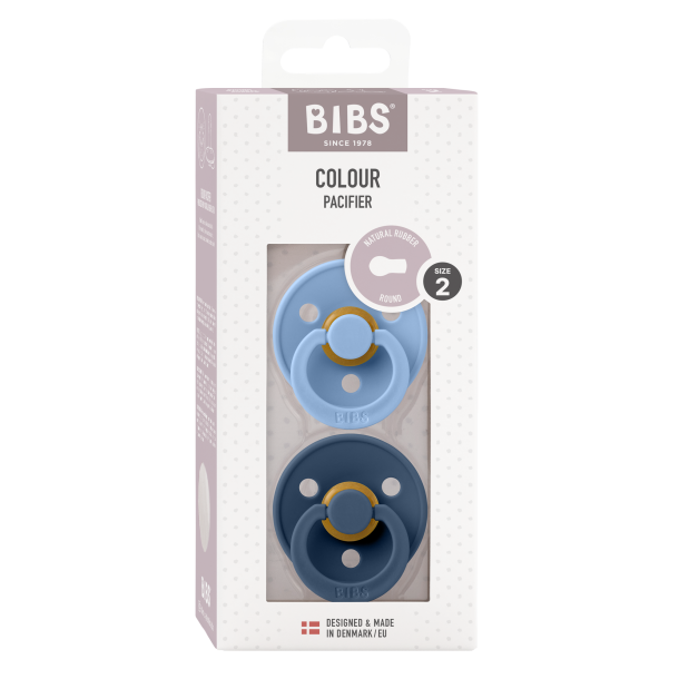 2-pack BIBS Colour rund sut str. 2 i latex. Sky Blue/Steel Blue