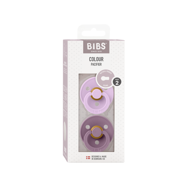 2-pack BIBS Colour rund sut str. 2 i latex. Violet Sky/Mauve