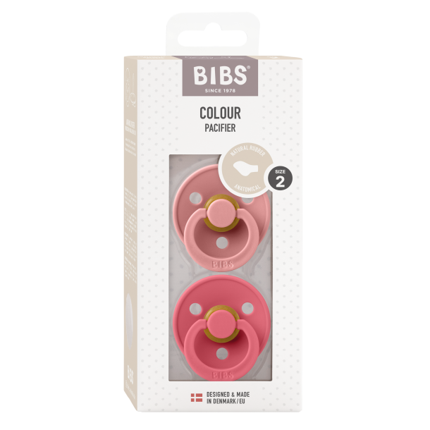 2-pack BIBS Colour anatomisk latex sut str. 2. Dusty Pink/Coral