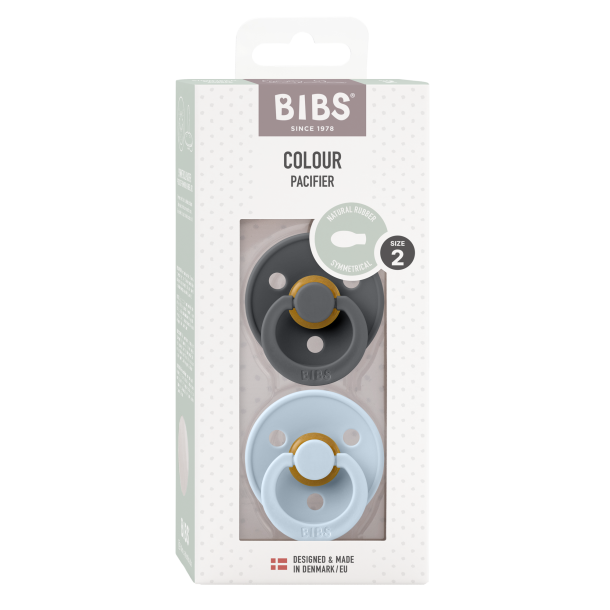 2-pack BIBS Colour symmetrisk sut str. 2. Iron/Baby Blue
