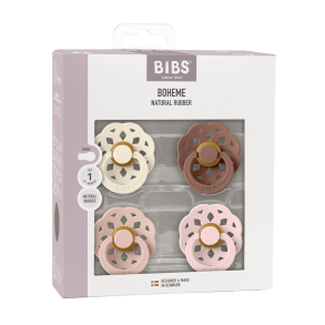 4-pack BIBS Boheme rund sut str. 1 i latex. Ivory/Blush/Woodchuck/Blossom