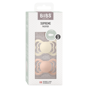 2-pack BIBS Supreme symmetrisk sut str. 2 silicone. Ivory/Blush