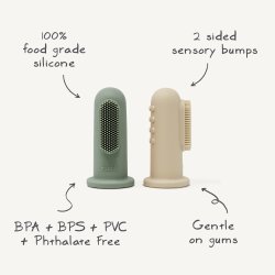 Mushie 2-pak. Finger Tandb�rste "Cambridge Blue/Sage"