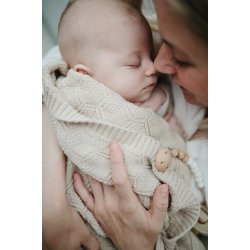 Mushie Strikket Babyt�ppe "Honeycomb Beige"