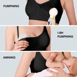 Medela komfortabel 3-i-1 amme- og pumpe BH, sort , str. M